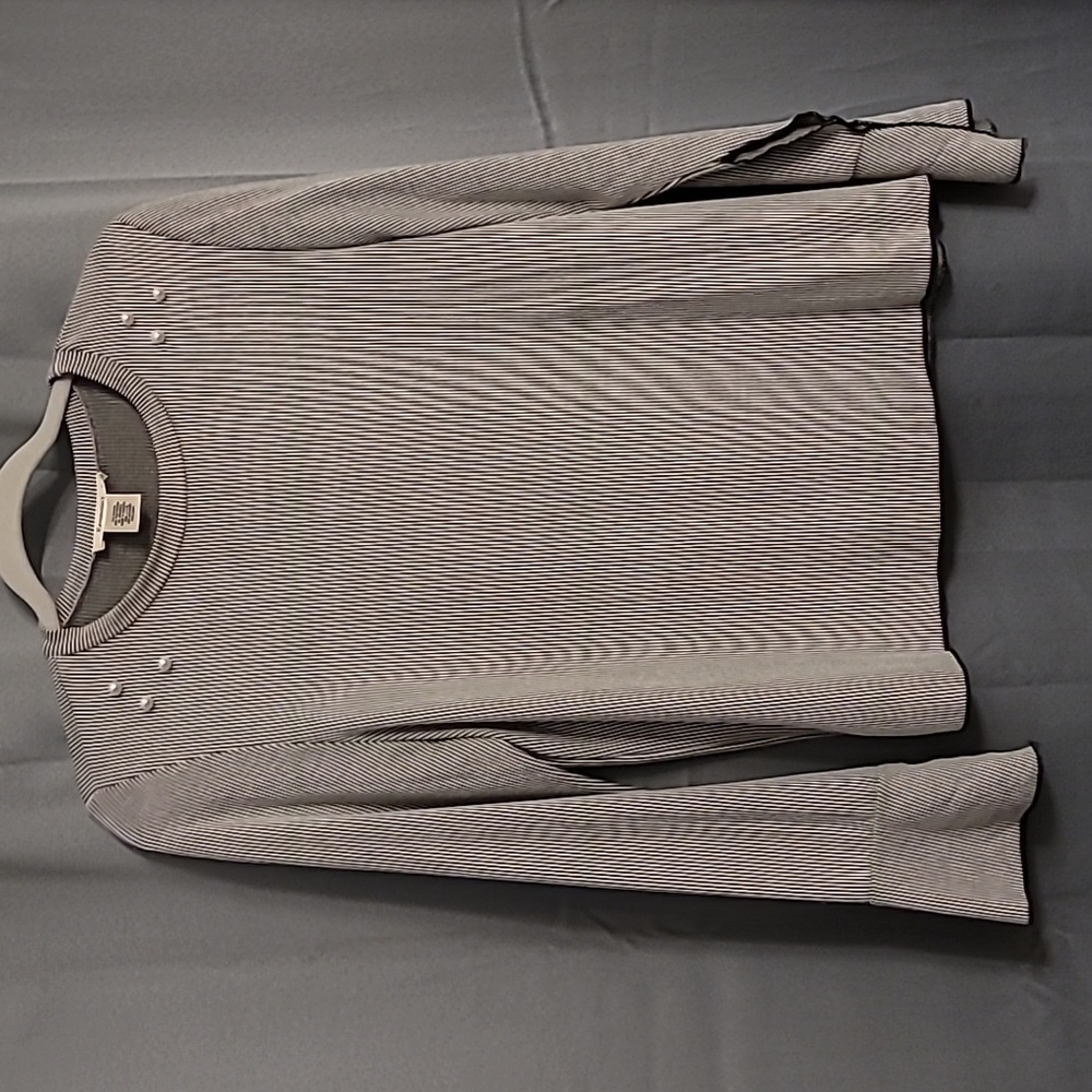 Urban Romantics Light Gray & Black Stripe Top